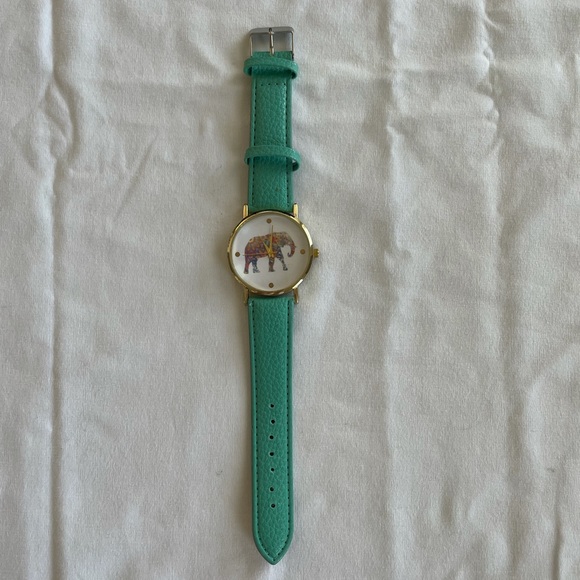 Teal Green and Multicolor Elephant Gold Watch - Picture 3 of 9